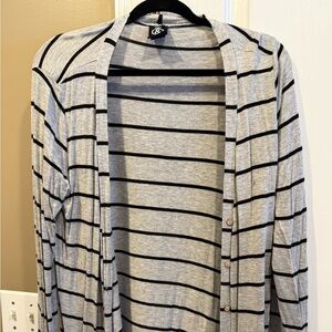 Women’s Agnes & Dora Essential Cardigan Large Gray and Black Stripe